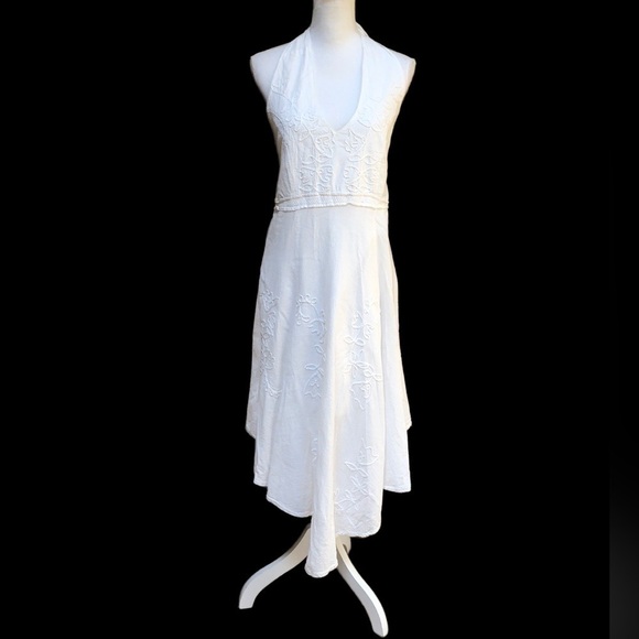 Frama’z Women’s 100% Peruvian Cotton White Halter Top Kerchief MIDI Dress 12 - Picture 16 of 16